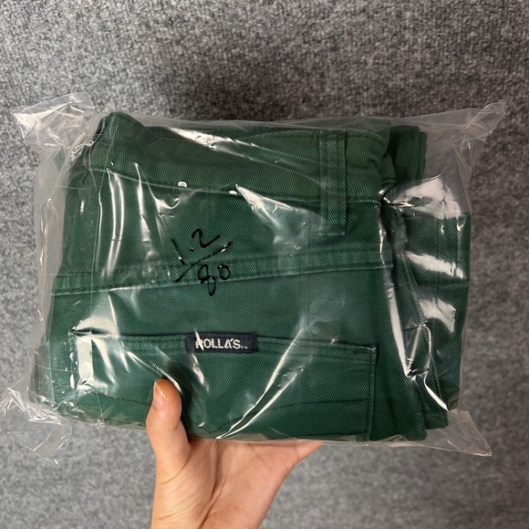 ROLLAS High Waisted Wide Leg Crop Jeans Emerald Green Cotton Blend Size 26 - Picture 12 of 12